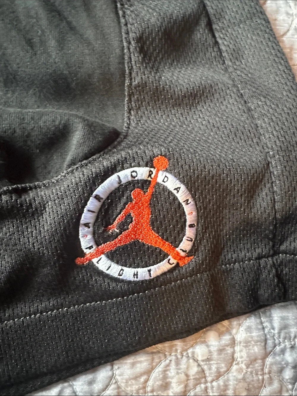 Jordan Flight MVP Black Athletic Shorts with Red Accent Logo